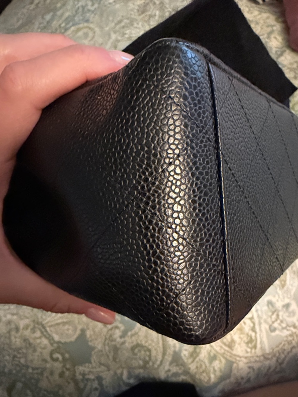 CHANEL Black Quilted Jumbo Leather Flap Shoulder Bag with Chain Strap- Caviar - Picture 14 of 16